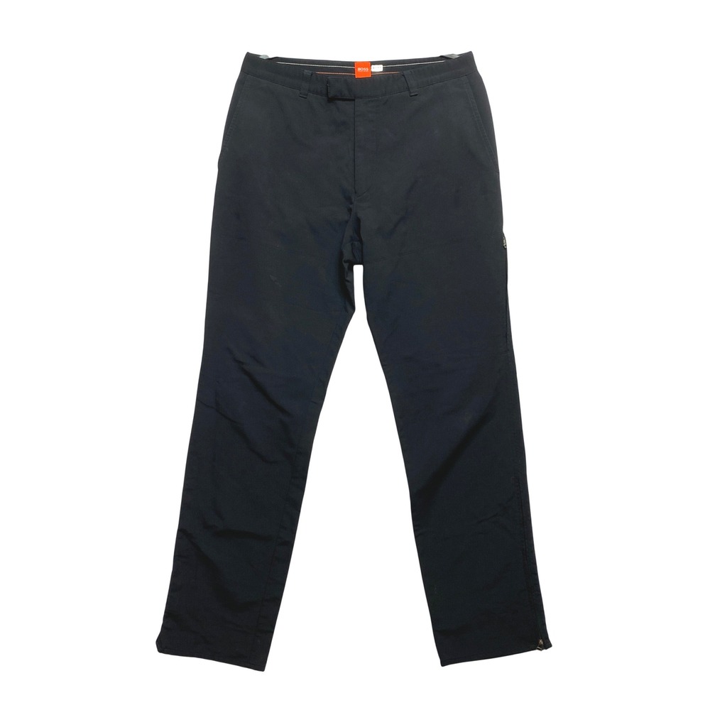 BOSS Hugo Boss Quilted Pants Mens Size 32x35 Black Flat Front Zip Pocket